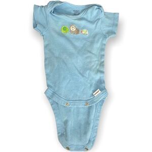 Gerber Baby Boy Blue Bodysuit One Piece Short Sleeve Size 0-3 Months Animals Top